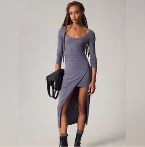 Anthropologie Daily Practice Wrap Midi Dress In Blue